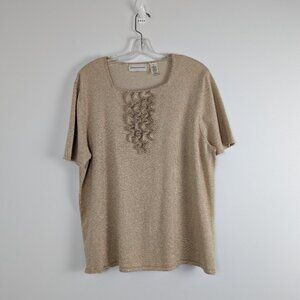 Womens Alfred Dunner Metallic Knit Top with Ruffle Detail - Size XL